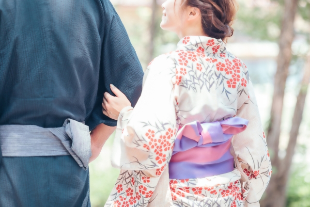 文庫結びの浴衣帯