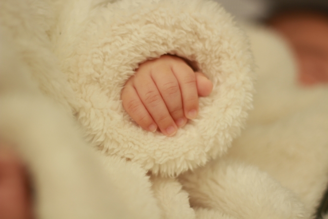 冬の赤ちゃんの手