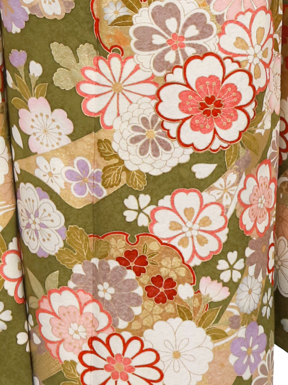 オリーブグリーン 花柄振袖 帯付き 緑の振袖一覧｜振袖コレクション | 成人式の振袖レンタル・購入
