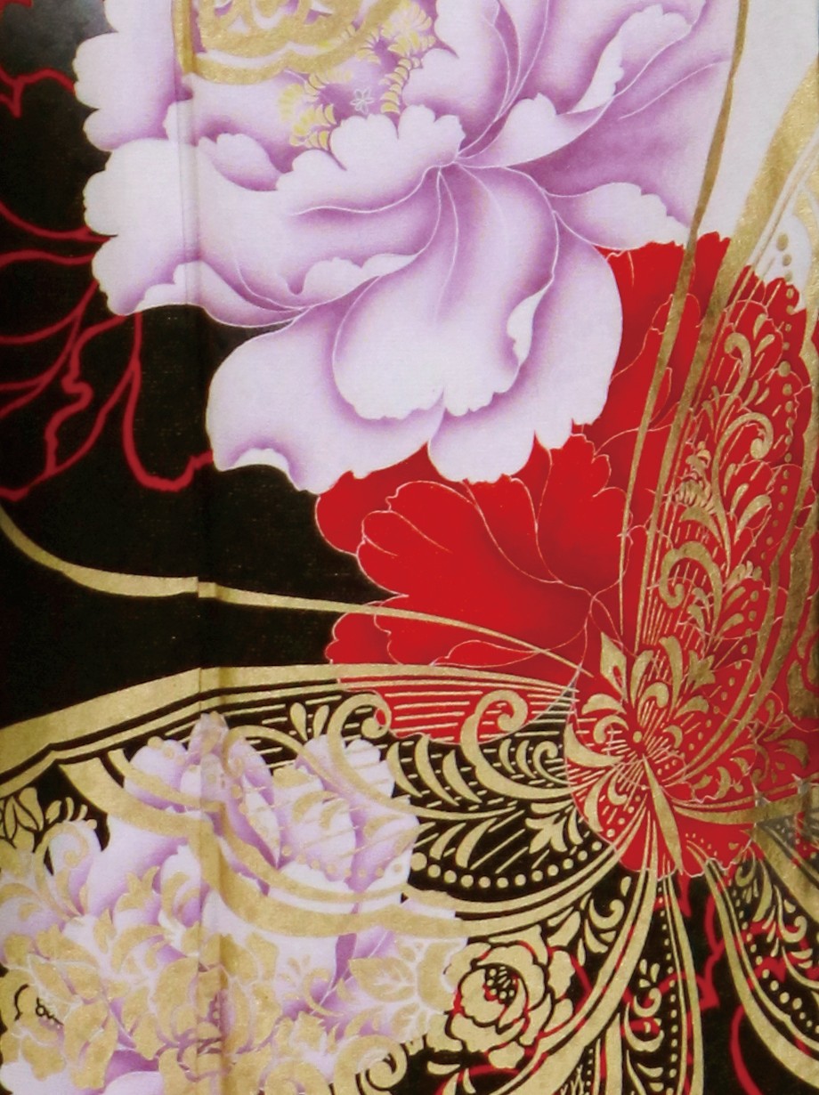 白地にバラと蝶の振袖／標準サイズ | 宅配着物レンタルの京都かしきもの