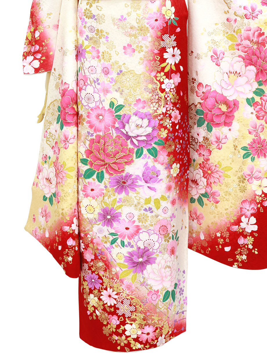 白地に牡丹と金彩の振袖／トールサイズ