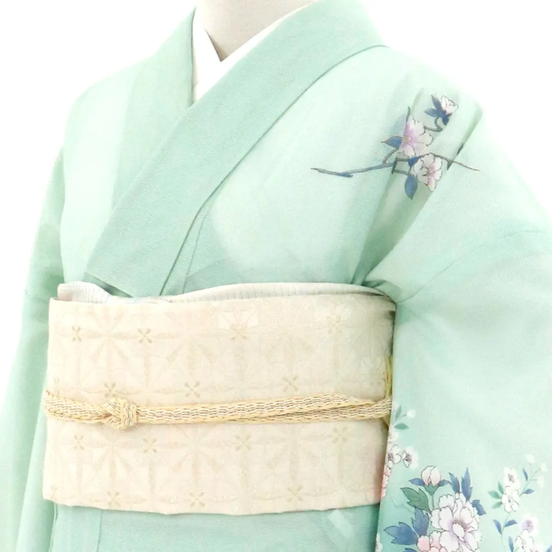 1551夏用 絽訪問着 高身長 花セット 夏用絽訪問着 紫道長取りに辻が花 身長 154cm〜166cm位 レンタル 訪問