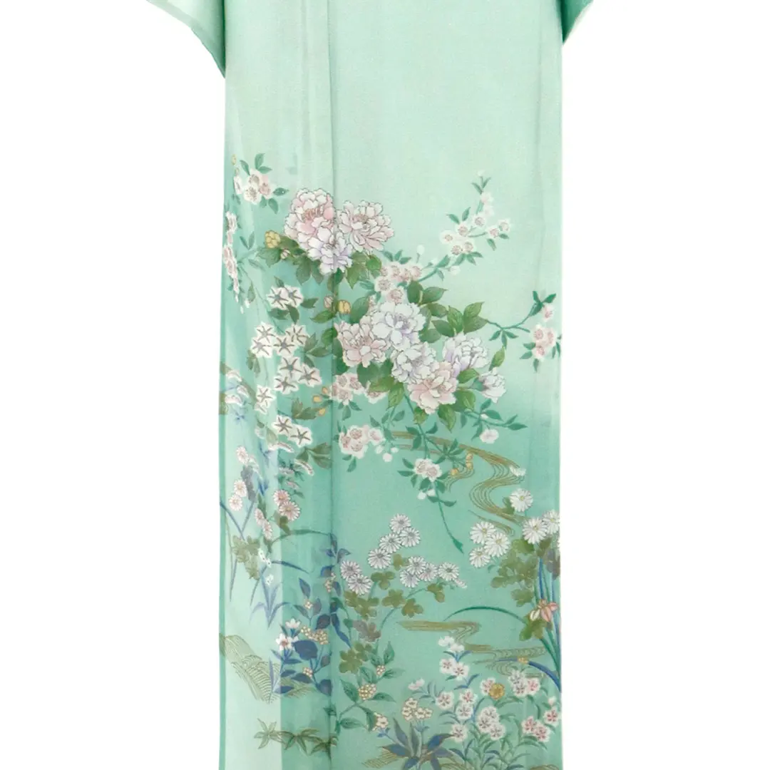 1551夏用 絽訪問着 高身長 花セット レンタル 夏用 絽 訪問着 フルセット 高級 ROHO-069 青墨 結婚式 列席