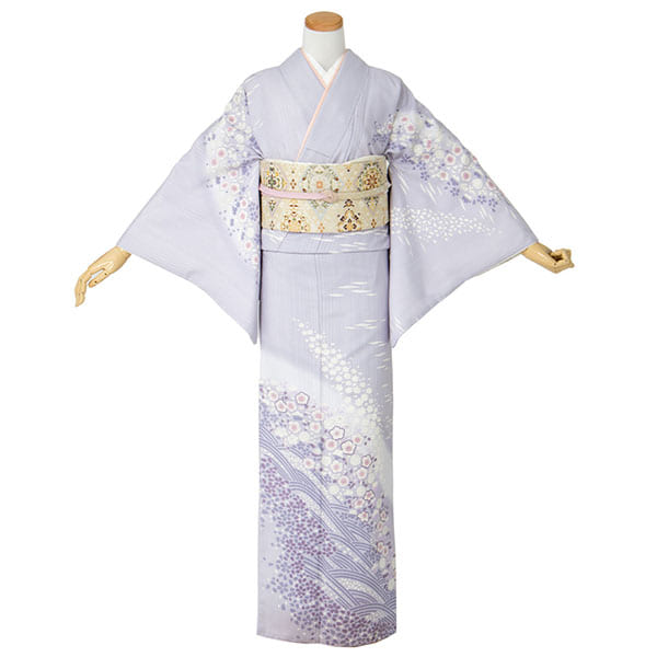 藤色に桜の付下訪問着(袷)（ポリエステル） | 宅配着物レンタルの京都