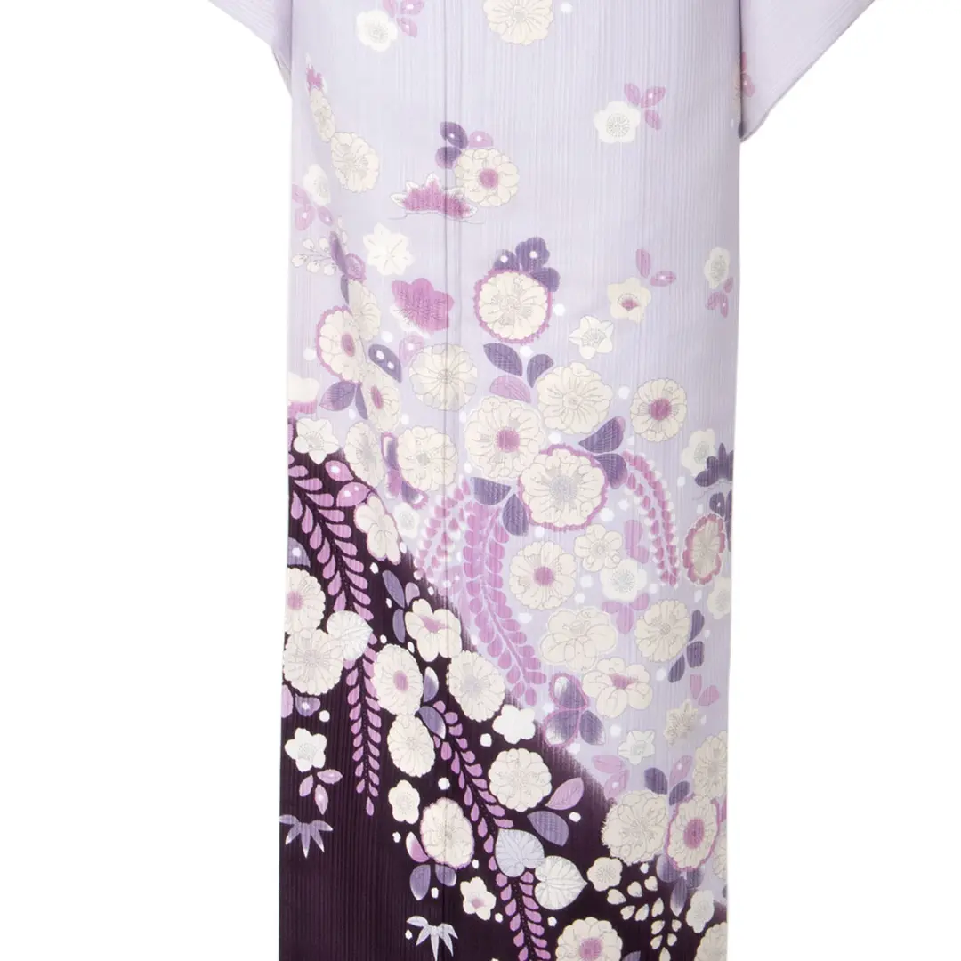 紫色に藤の訪問着(袷)（ポリエステル） | 宅配着物レンタルの京都かし