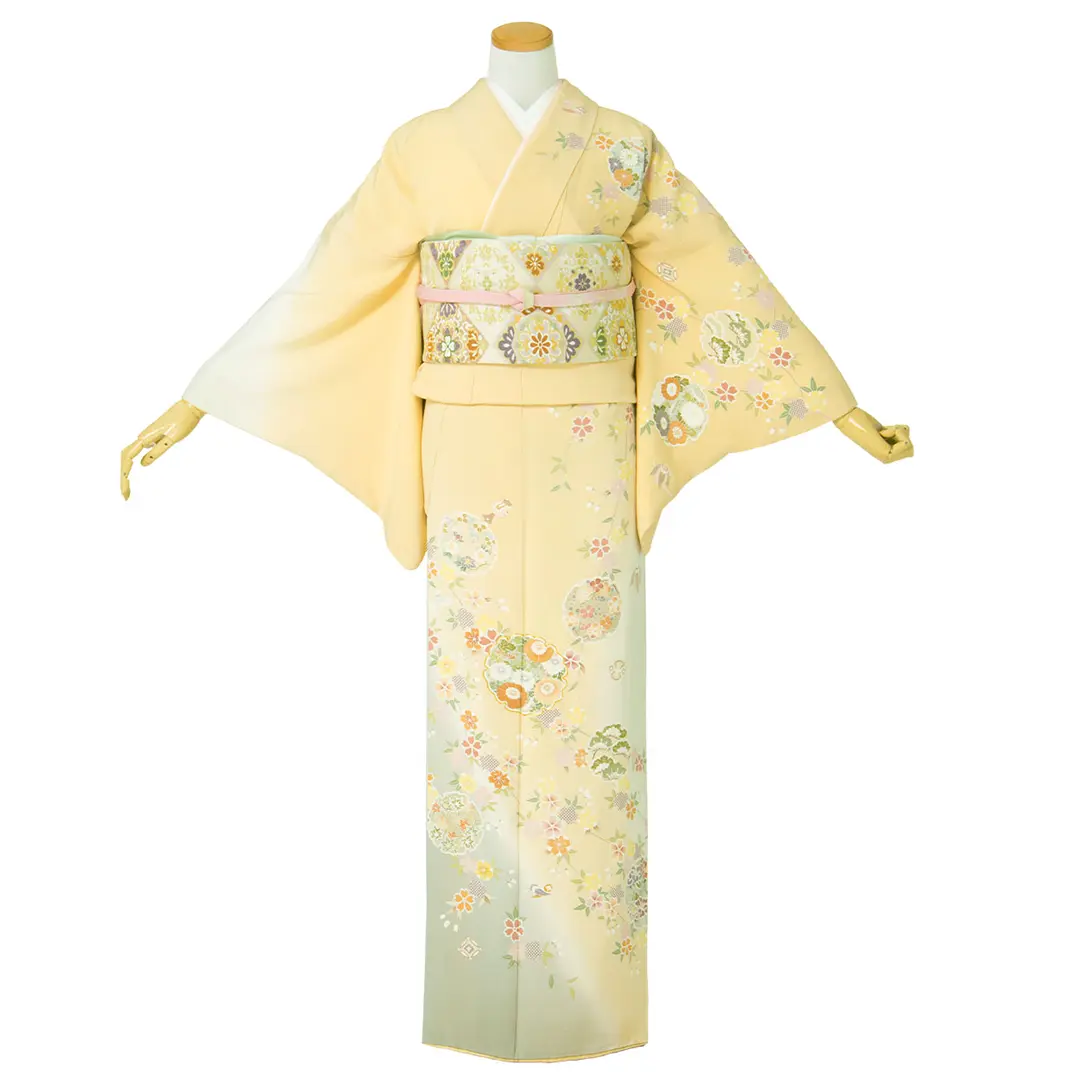 【人気】枝垂れ桜に雪輪の訪問着(袷)／正面