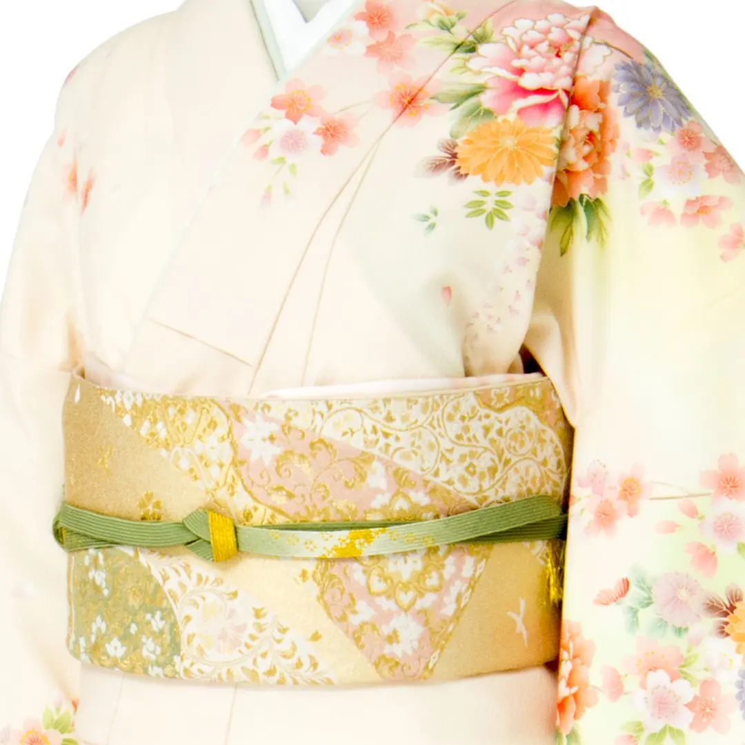 お値下げ！美品京都 誂え 牡丹訪問着 仕立て上がり 訪問着 単品 桂由美 「牡丹鼠色 御所解き文」 正絹 着物