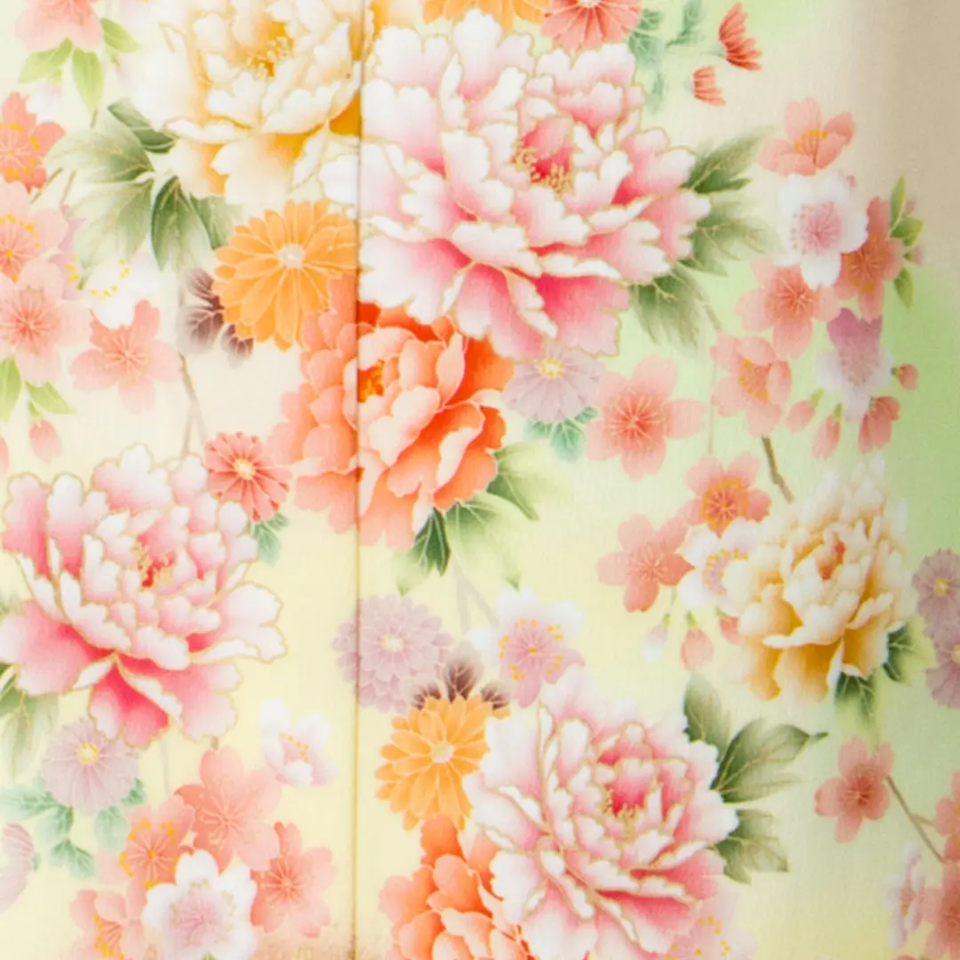 牡丹に桜の訪問着(袷)（ポリエステル） | 宅配着物レンタルの京都かし