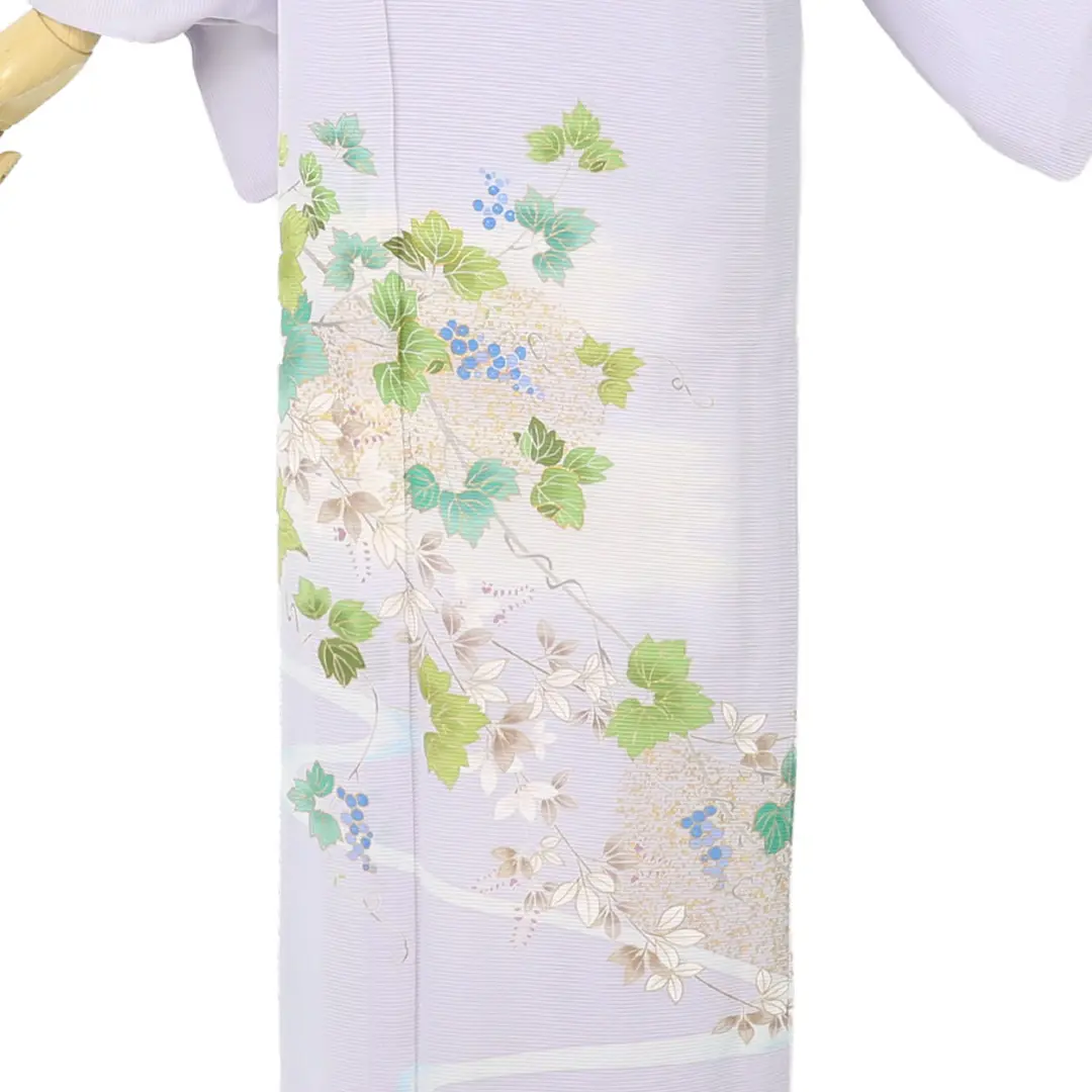 【夏におすすめ】淡紫地に葡萄と流水の訪問着(絽)／裾