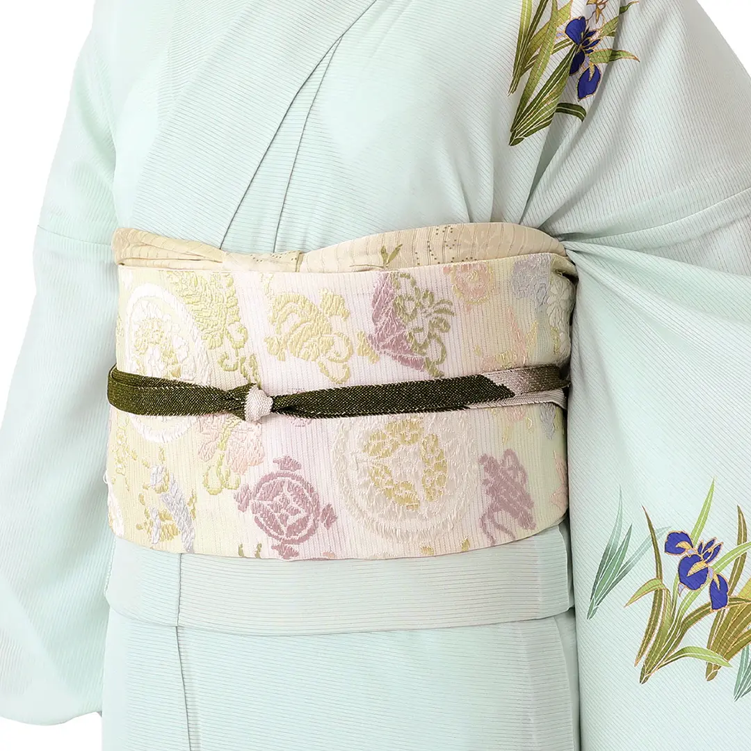 淡水色地に蛇籠と菖蒲の訪問着(絽) | 宅配着物レンタルの京都かしきもの