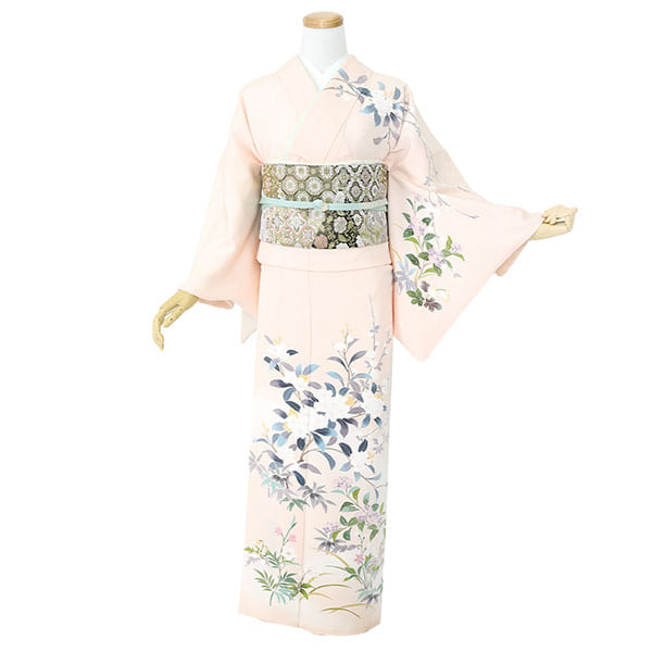 ピンク地に桜と紫陽花の訪問着(袷) | 宅配着物レンタルの京都かしきもの