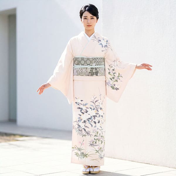 ピンク地に桜と紫陽花の訪問着(袷) | 宅配着物レンタルの京都かしきもの