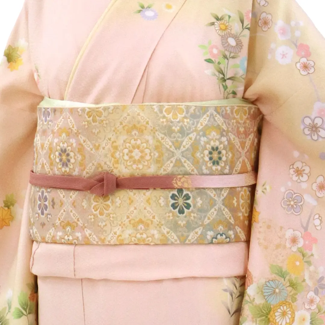 淡いピンク地に四季花の訪問着(袷) | 宅配着物レンタルの京都かしきもの