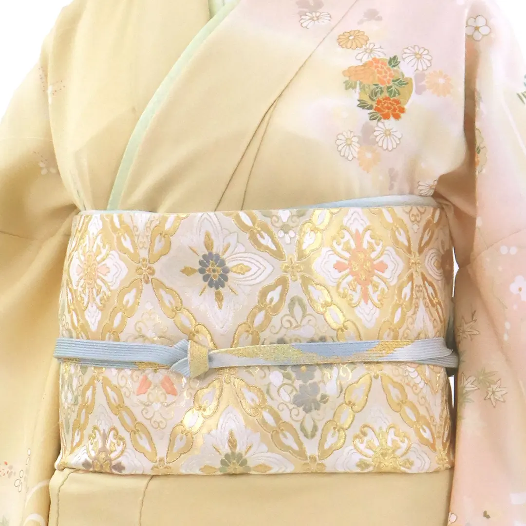正絹 着物“砥粉色に吹く！足し引き上手な花と華文の風”訪問着 S-65 砥粉色（とのこいろ）に四季花と雪輪の訪問着(袷) | 宅配着物レンタル