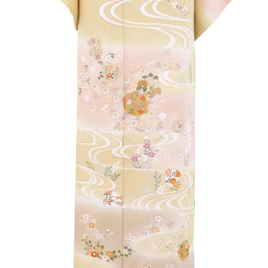 砥粉色（とのこいろ）に四季花と雪輪の訪問着(袷) | 宅配着物レンタル