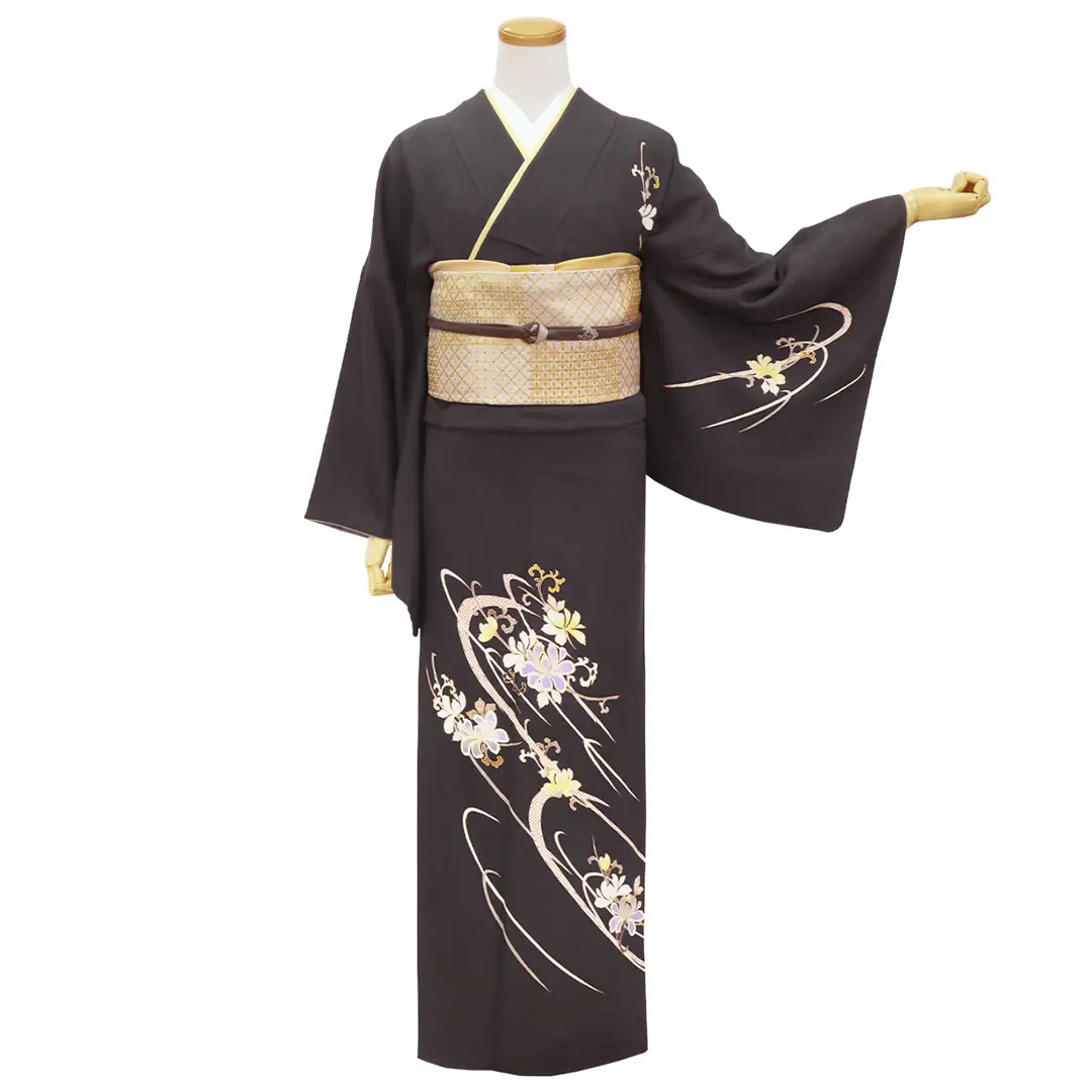 吉岡染色に草花紋の付下(袷)／正面