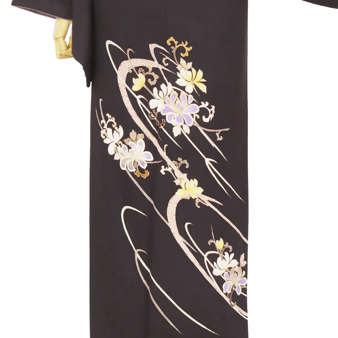 吉岡染色に草花紋の付下(袷)／裾