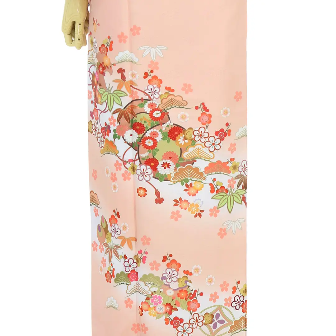 訪問着レンタル| 桜色に鼓と松竹梅の訪問着（袷）（ポリエステル