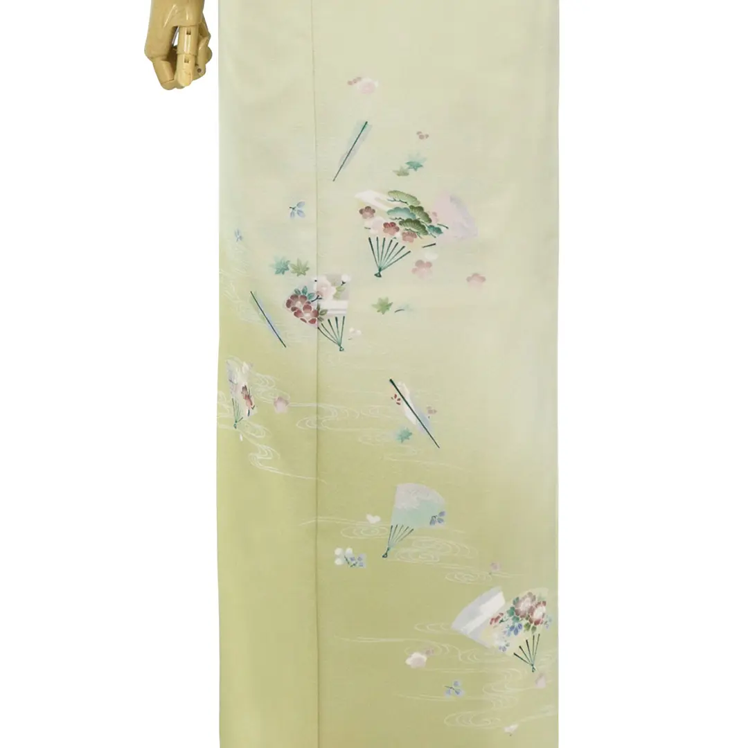 訪問着　フルセット　付け下げ　着物　正絹　黄　ちりめん　刺繍　紅葉梅　D2 楽天市場】【新古品】 訪問着 着物 正絹 袷 フォーマル 濃紫 三日月