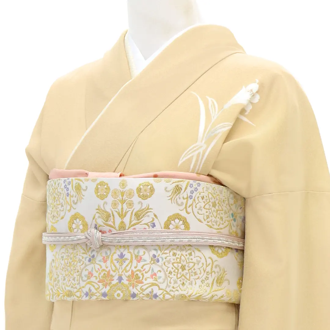 訪問着　付下げ　イエローベージュ　ゴールドベージュ　トールサイズ　ロング丈 hw1486.jpg