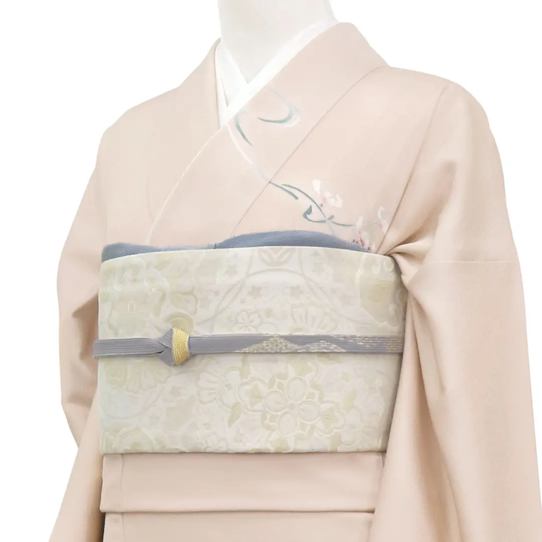 薄ピンクに観世水と花の訪問着（袷）（ポリエステル） | 宅配着物