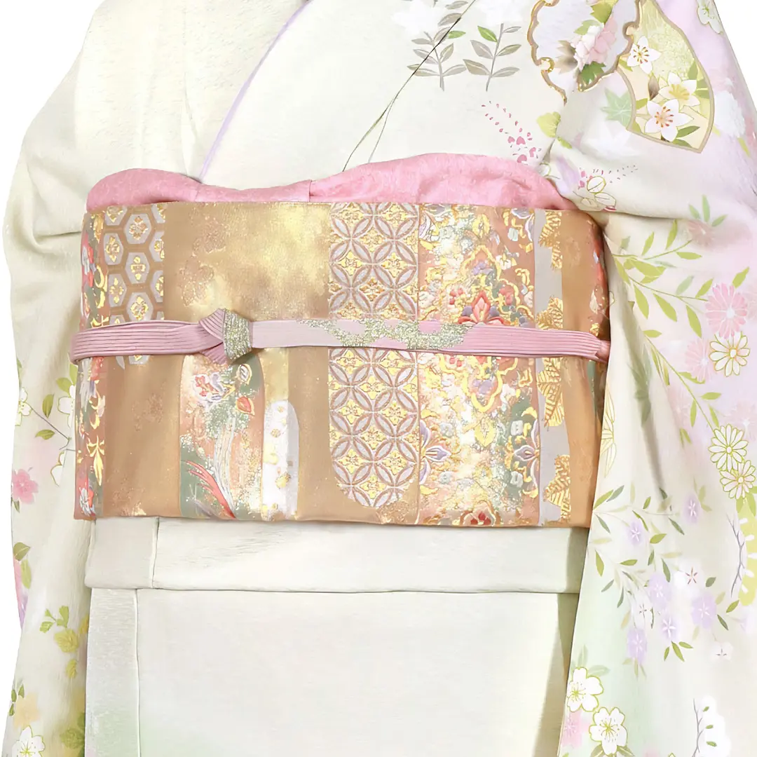 薄柳に雪輪と花扇の訪問着（袷）／斜め詳細