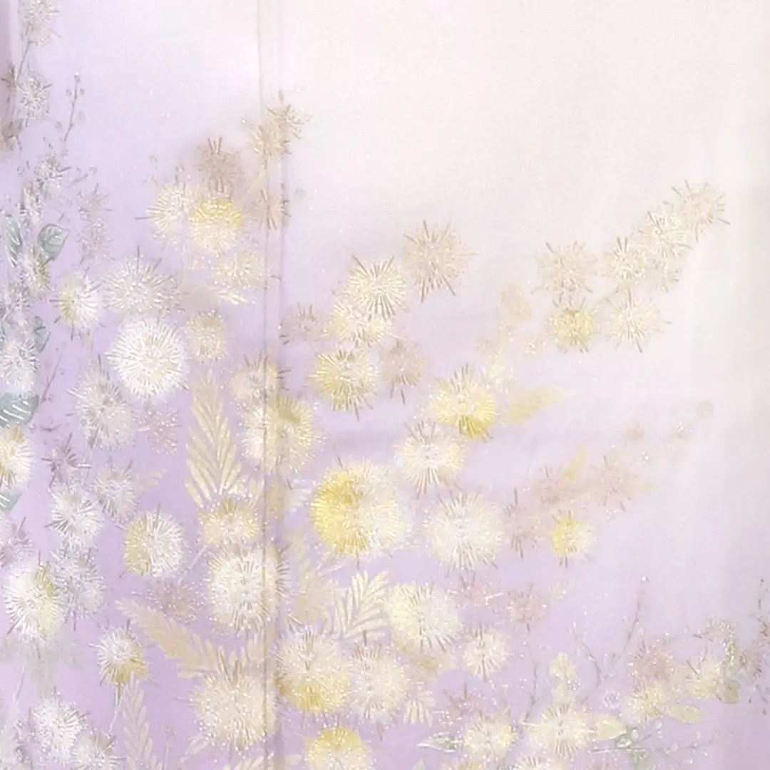 和田光正・金彩友禅】藤色のぼかしに花々の訪問着（袷） | 宅配着物