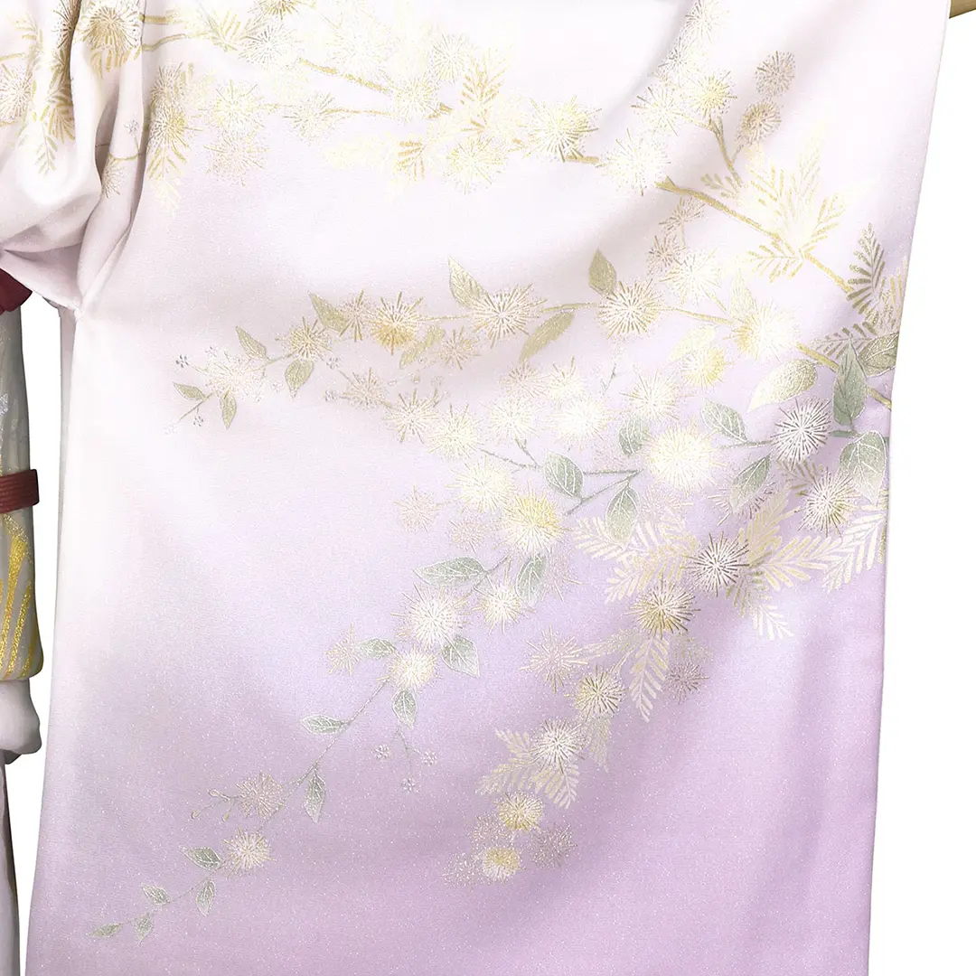 和田光正・金彩友禅】藤色のぼかしに花々の訪問着（袷） | 宅配着物