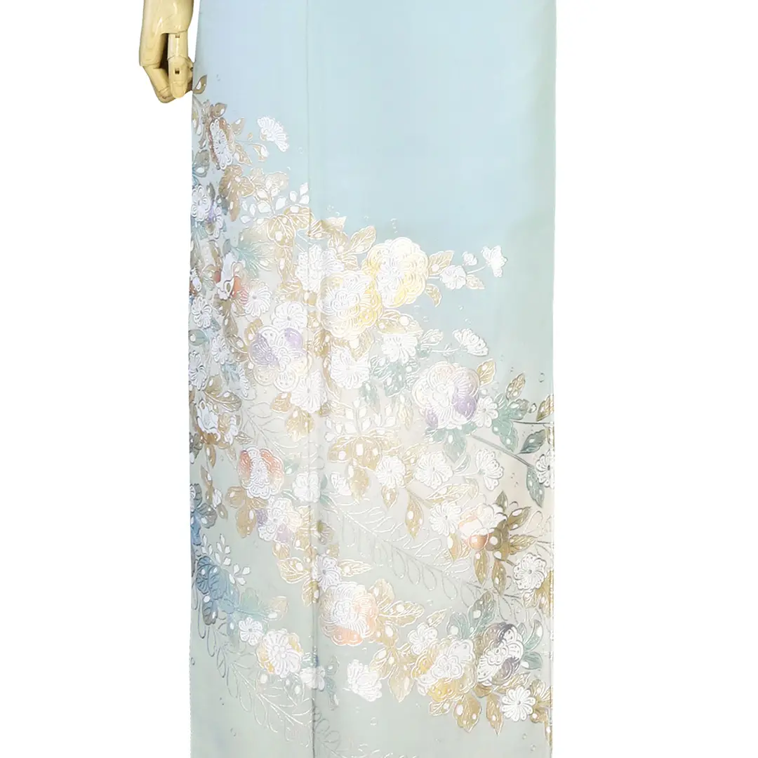 金彩友禅】水色地に辻が花の訪問着（袷） | 宅配着物レンタルの京都か