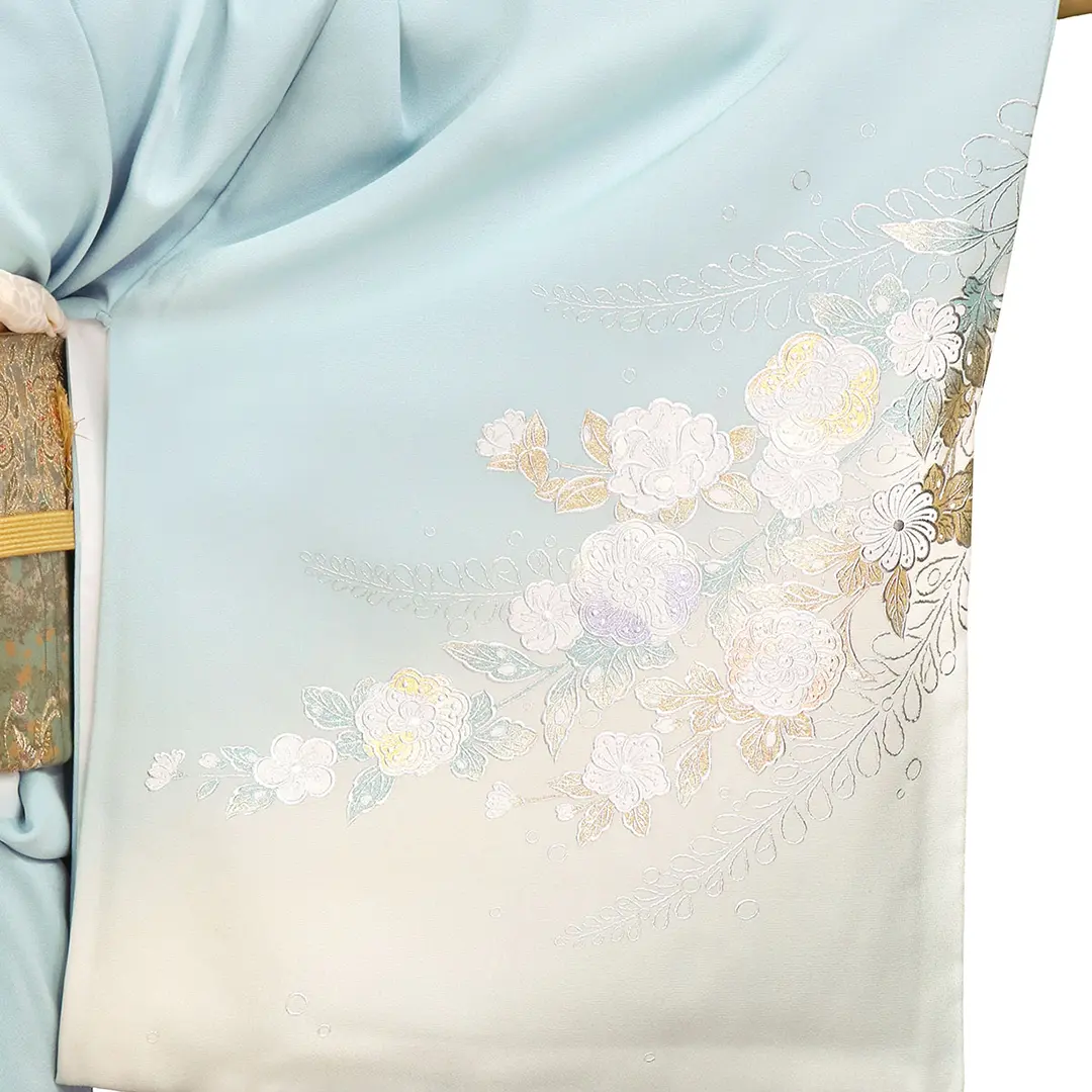 金彩友禅】水色地に辻が花の訪問着（袷） | 宅配着物レンタルの京都か