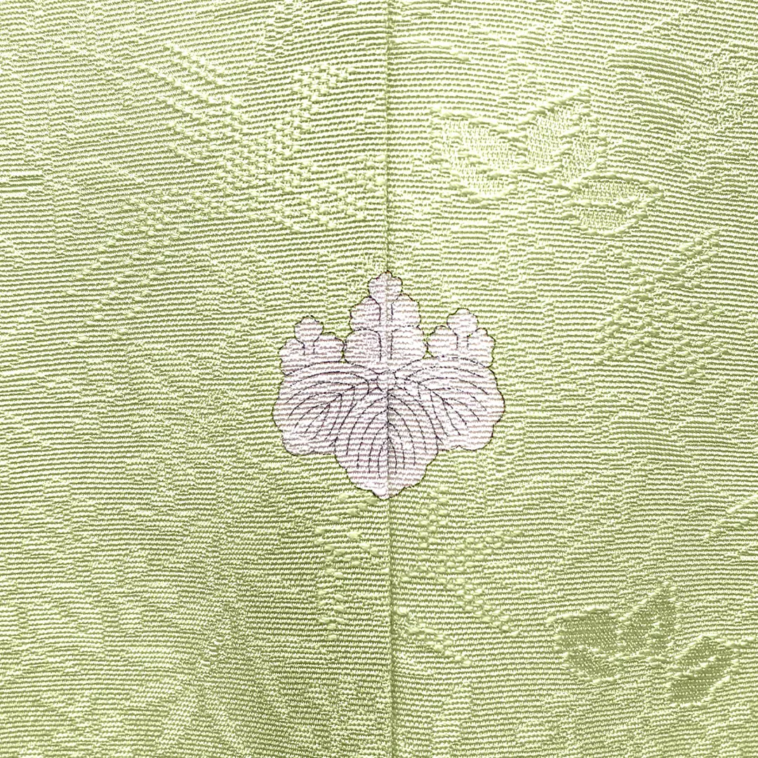 若草色の色無地（一つ紋）／紋アップ