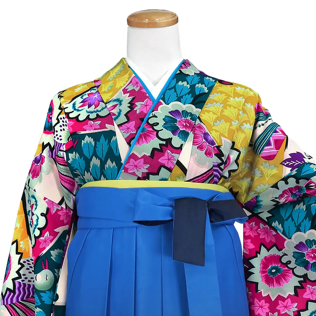 大正ロマンな孔雀の振袖・青袴（ぼかし） （振袖）／卒業式 | 宅配着物