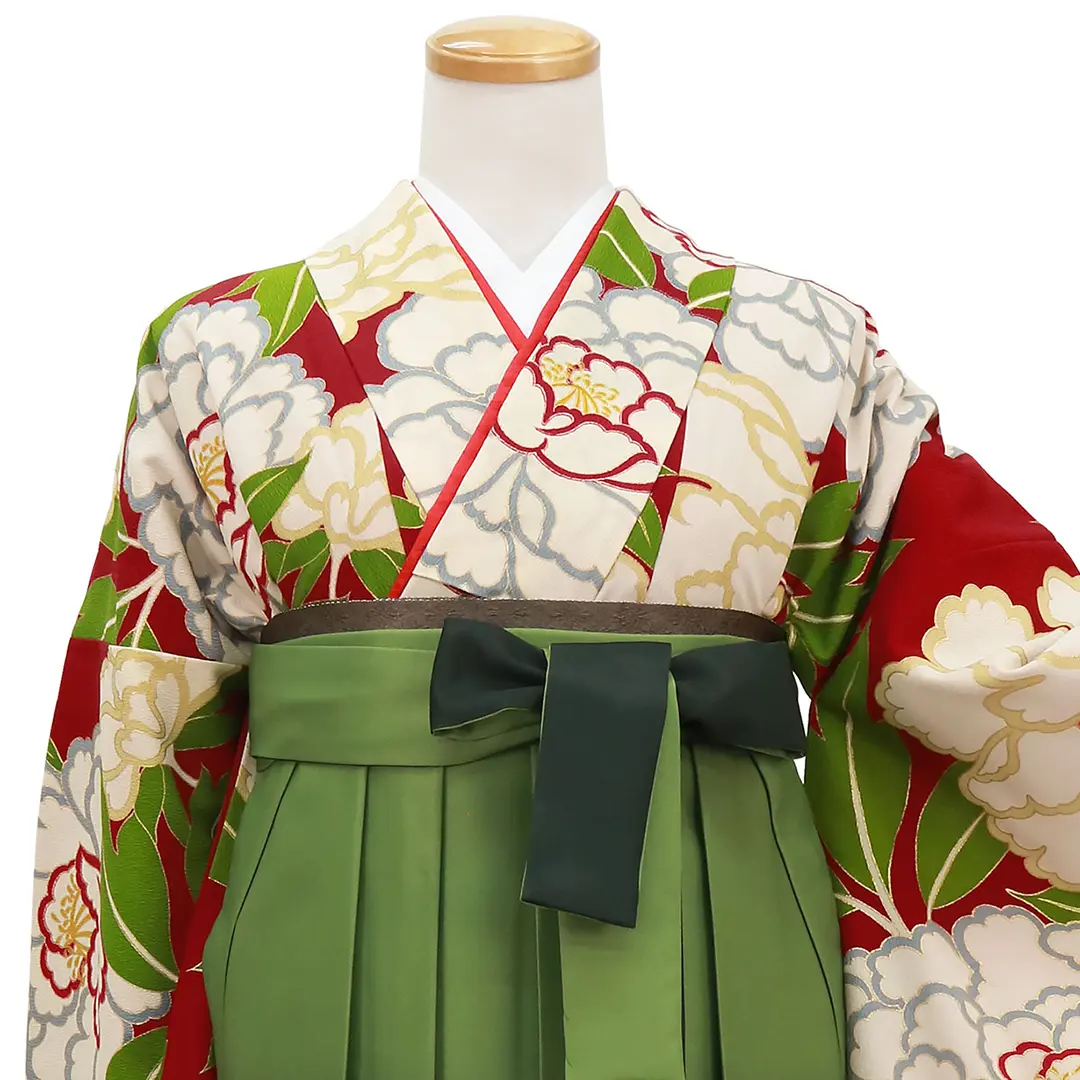 大正ロマン 羽織 緑 芍薬 Ulysses（ユリシス）の「大正ロマンなデザイン。袴7点セット 和風花柄