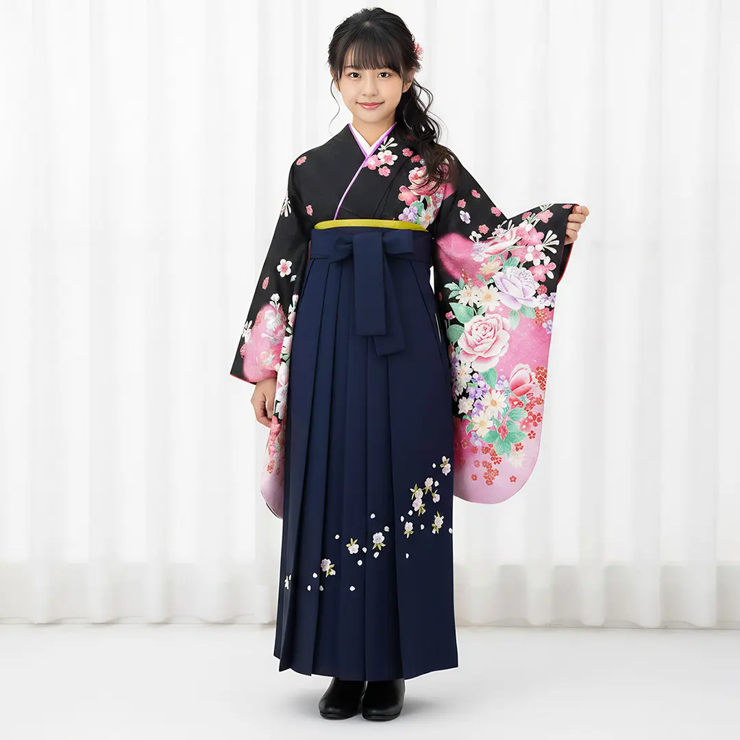 刺繍袴 単品 濃紺地 袴下91cm Mサイズ 卒業式 NO231003-N91 kyomisayama_2093-3068-50