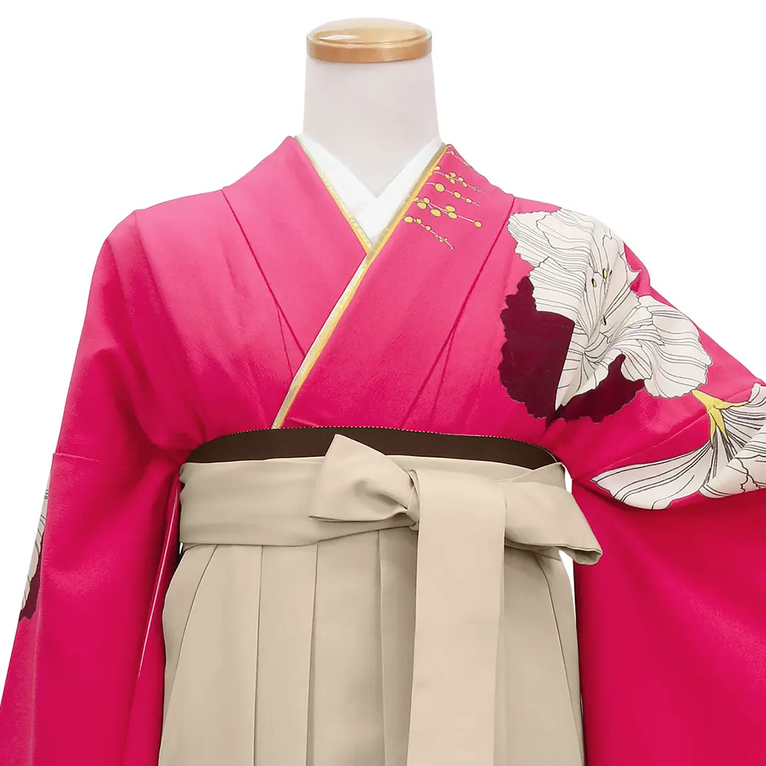 大正ロマンな洋花の振袖・グレージュ袴（無地） （振袖）／卒業式／正面詳細