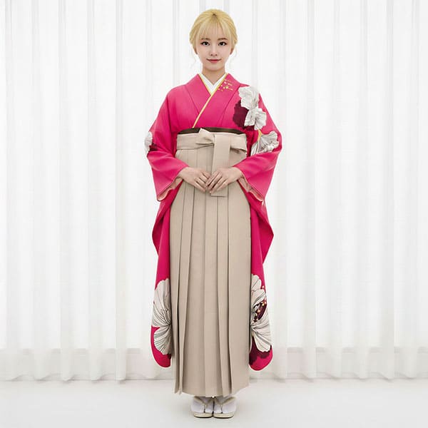 大正ロマンな洋花の振袖・グレージュ袴（無地） （振袖）／卒業式