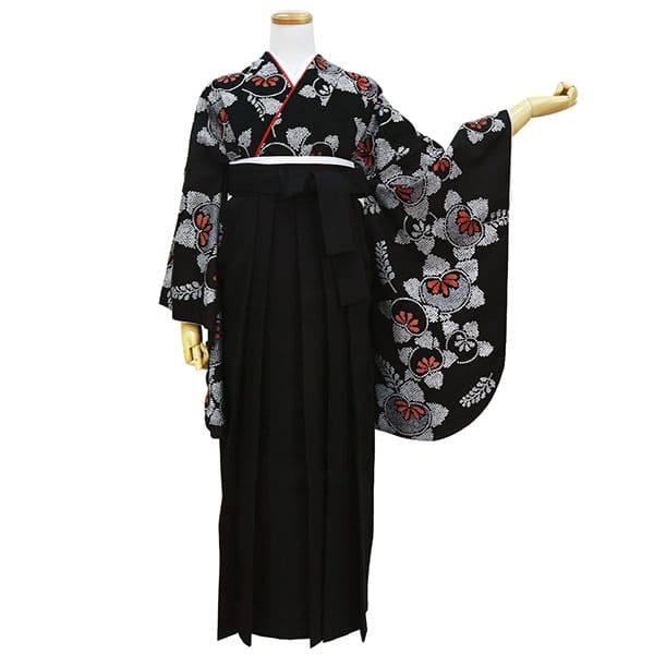 黒地に染め疋田と橘・黒袴