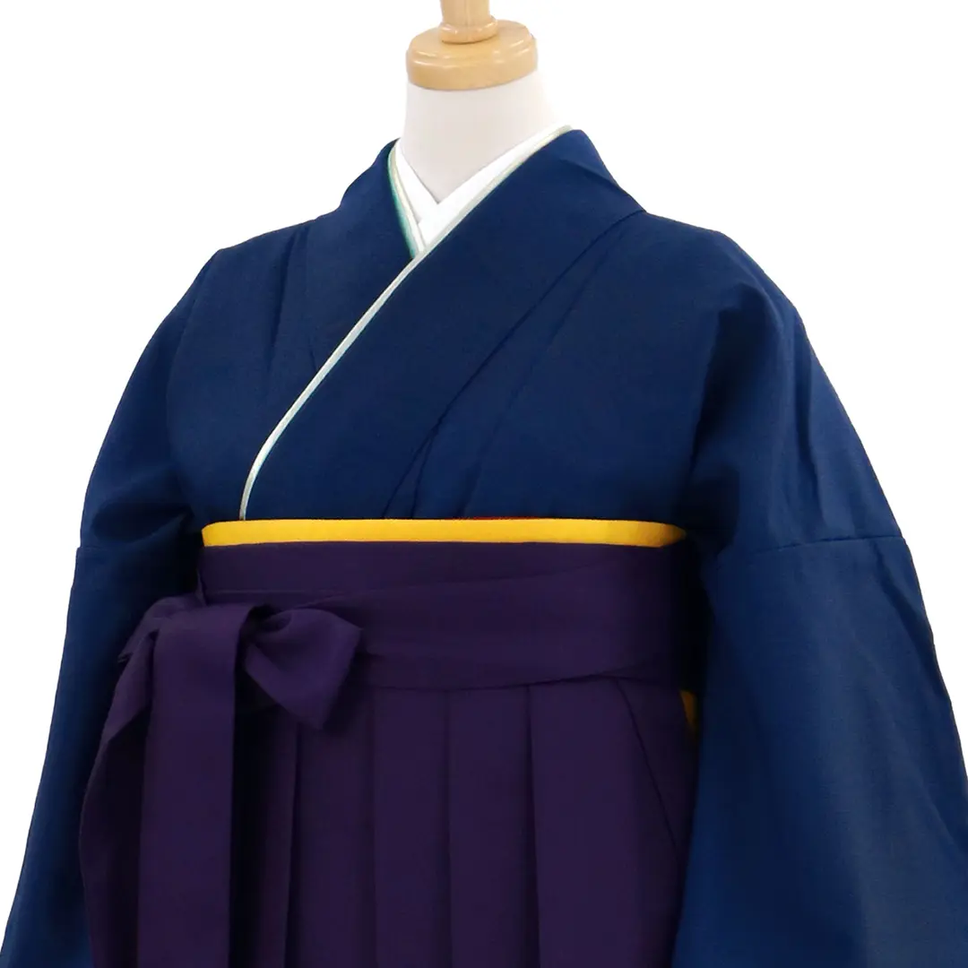 紺瑠璃（こんるり）色の色無地・紫袴（無地） （小袖）／卒業式 | 宅配
