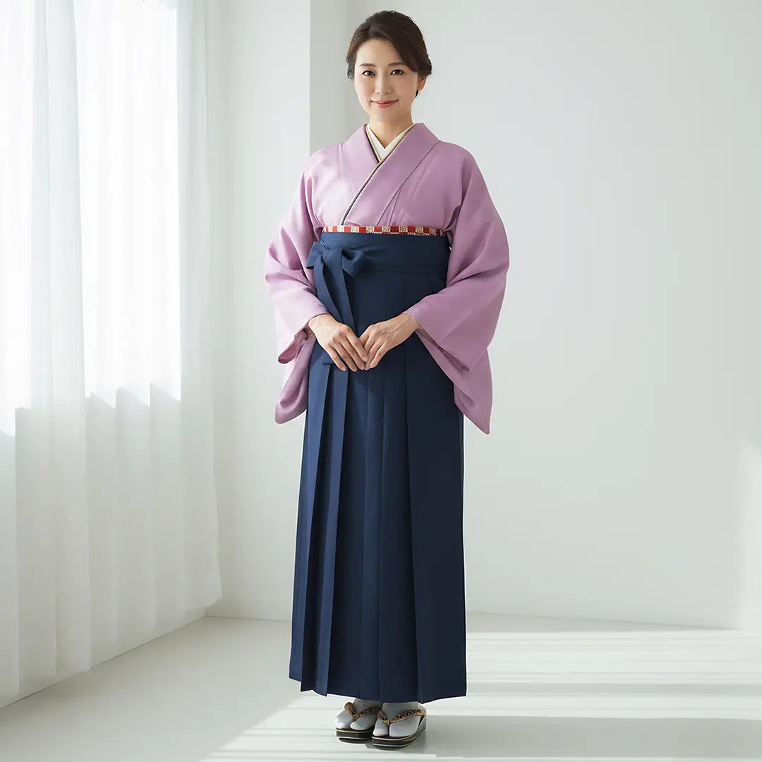 袴  紺色 無地 レンタル袴&着物 「薄藤 卒業衣装用色無地」&「紺 無地」 | 先生に