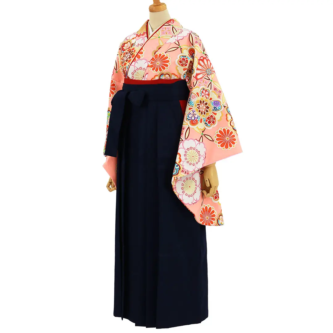 二尺袖 着物 袴フルセット 百花斉放 ピンク 袴変更可能 卒業式 NO31451 袴 レンタル 卒業式 2尺袖着物 17点セット レトロ 袴セット 牡丹