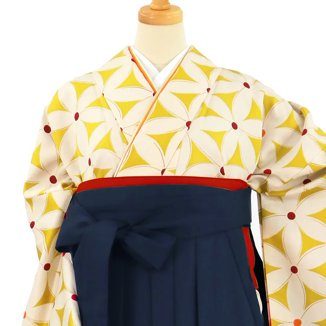 ≪ヒロミチナカノ≫芥子地に花模様・紺袴（無地） （二尺袖）／卒業式