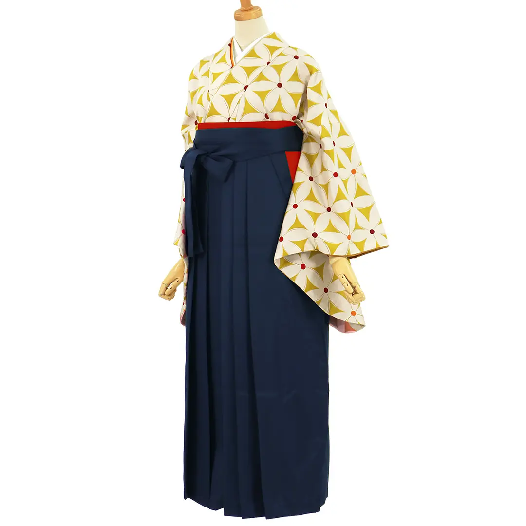 ≪ヒロミチナカノ≫芥子地に花模様・紺袴（無地） （二尺袖）／卒業式