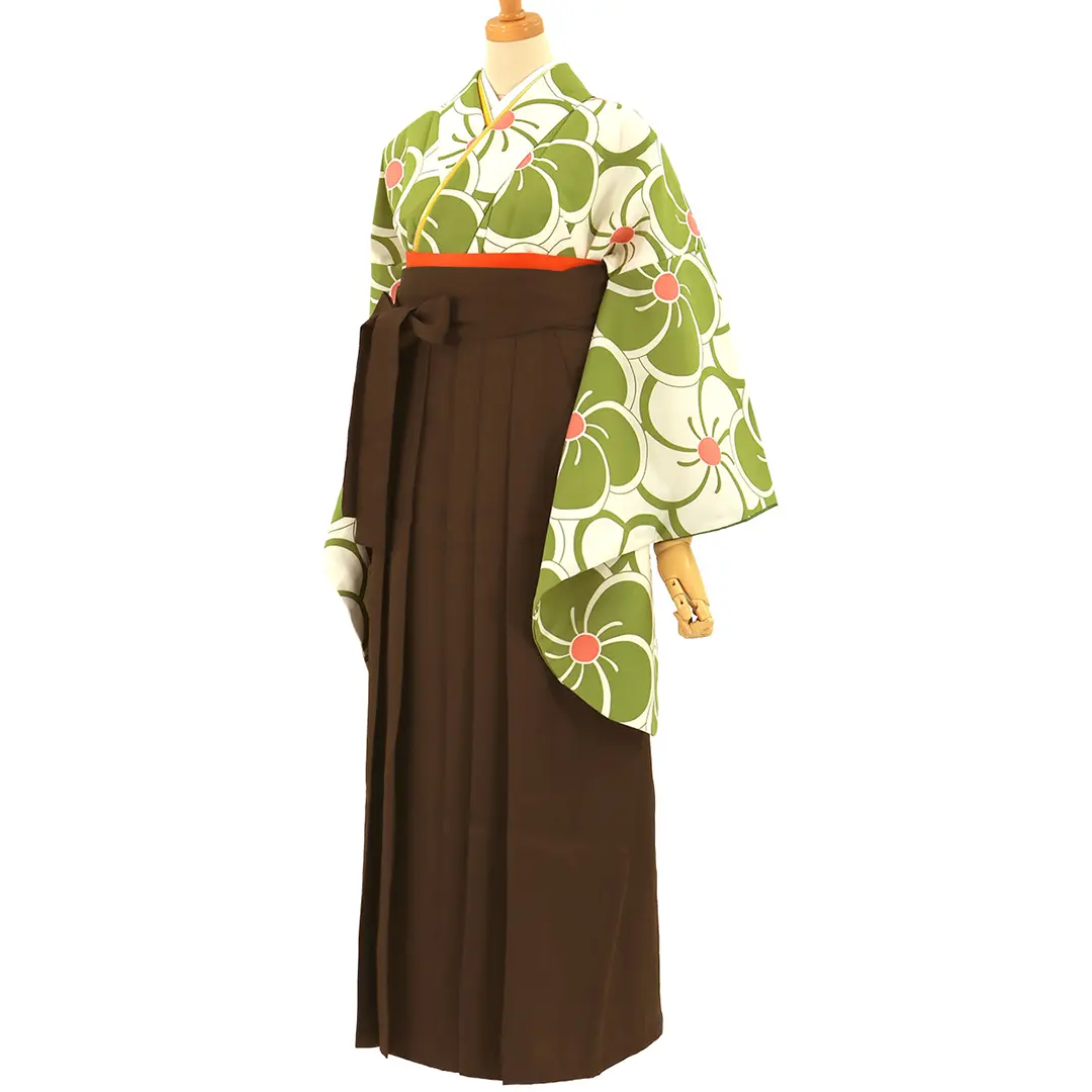 卒業式 袴 無地 バイカラー 焦茶×白 単品 NO34027 白・クリームの卒業式袴レンタル一覧｜ange 卒業式 袴 宅配ネットレンタル