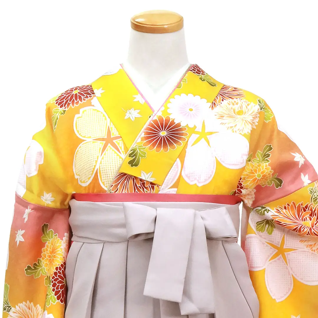 訪問着　薄桜色　紫　黄　レンガ　乱菊　小菊　京友禅　G8 京友禅付下げ小紋 菊と桜散らし 紫紺（お取り寄せ品） | フォーマル