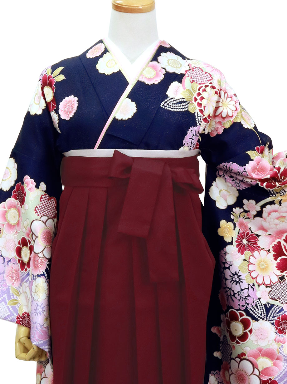 2尺袖 ポリエステル着物 牡丹 桜 袴用 2尺袖 ポリエステル着物 牡丹 桜 袴用