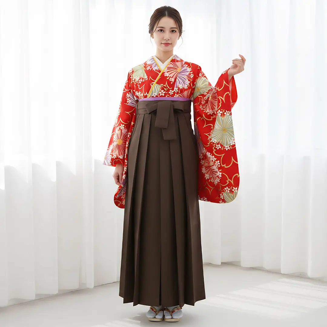 二尺袖紅に桜　着物・無地袴 二尺袖紅に桜 着物・無地袴 【公式通販】
