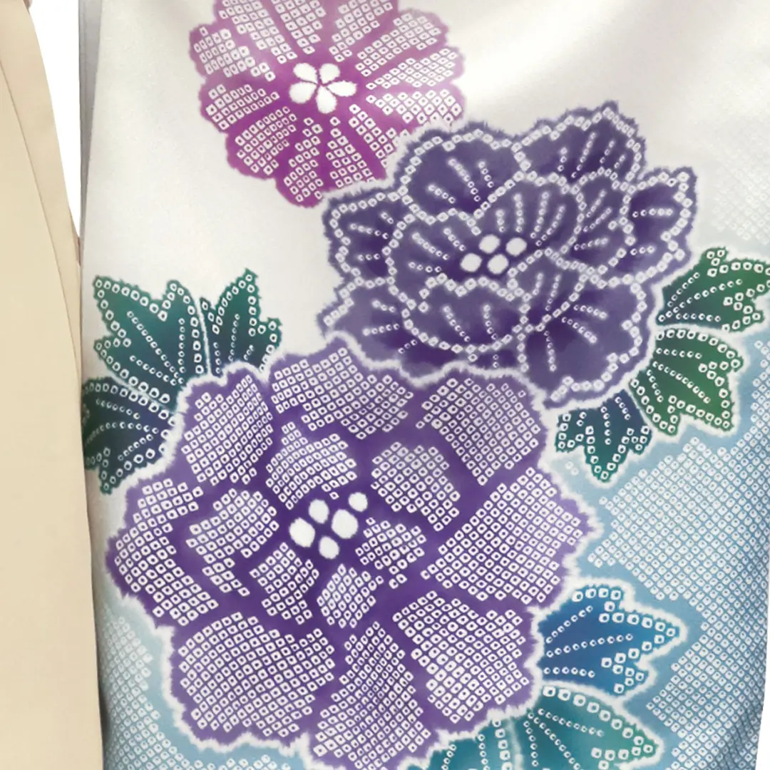 白地に疋田牡丹・アイボリー袴（無地）（二尺袖）／卒業式 袖詳細