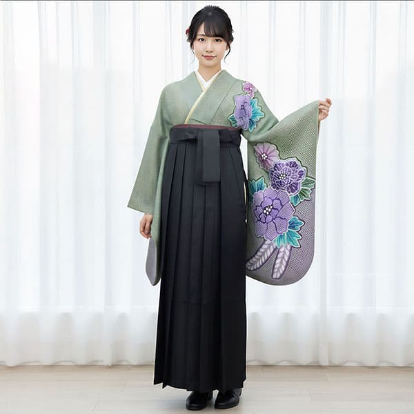 二尺袖 袴フルセット 絵羽 染疋田 牡丹 ショート丈 うす茶 NO39280 SOUBIEN（創美苑） 二尺袖 単品 着物 ショート丈 レディース 絵羽柄