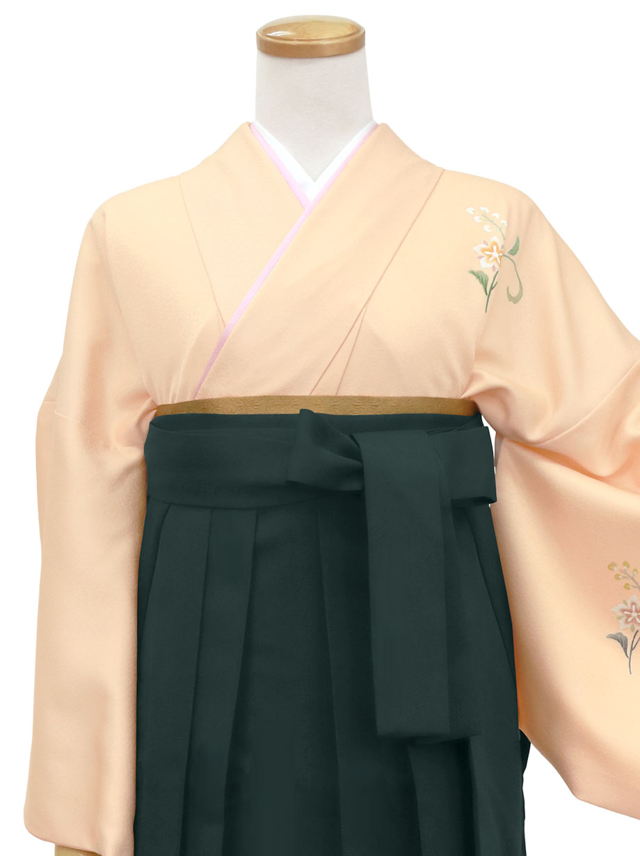 コーラルに深緑袴（無地）（小袖）／卒業式