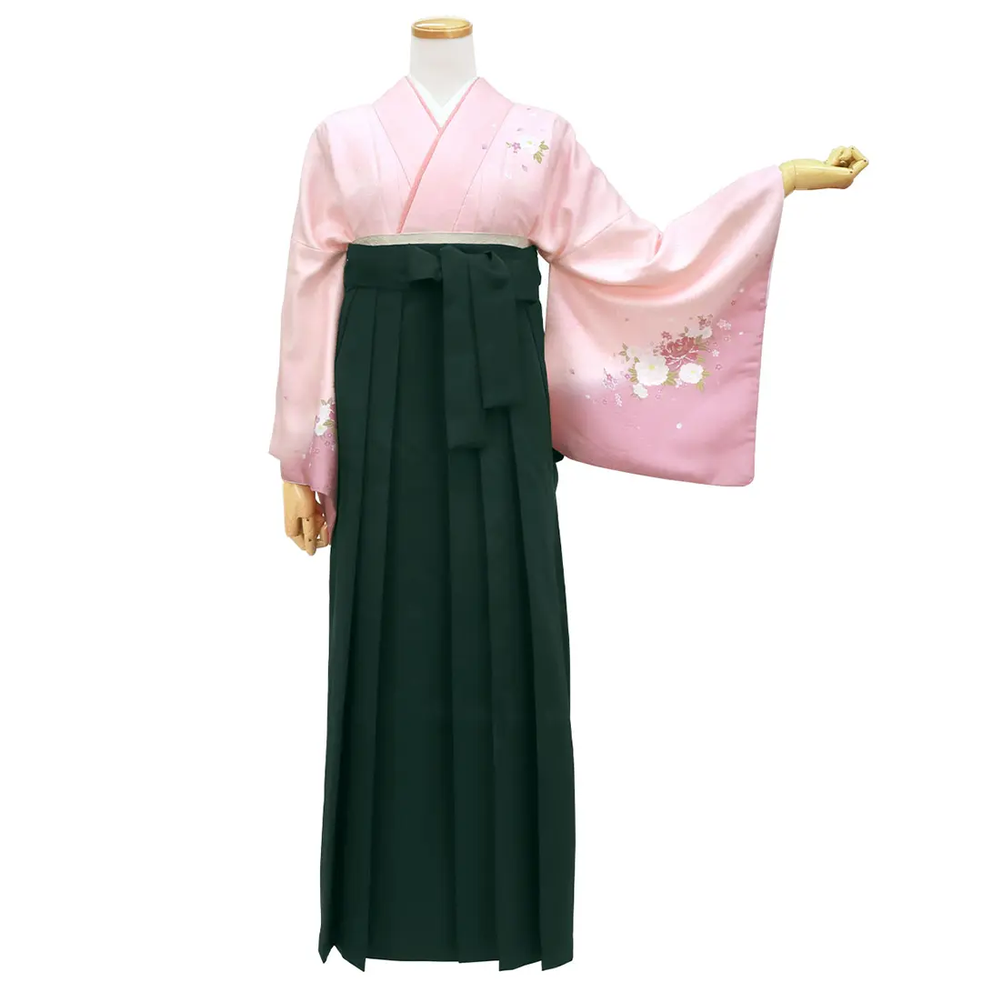 藤色地に牡丹・紫袴（無地） （小袖）／卒業式 | 宅配着物レンタルの